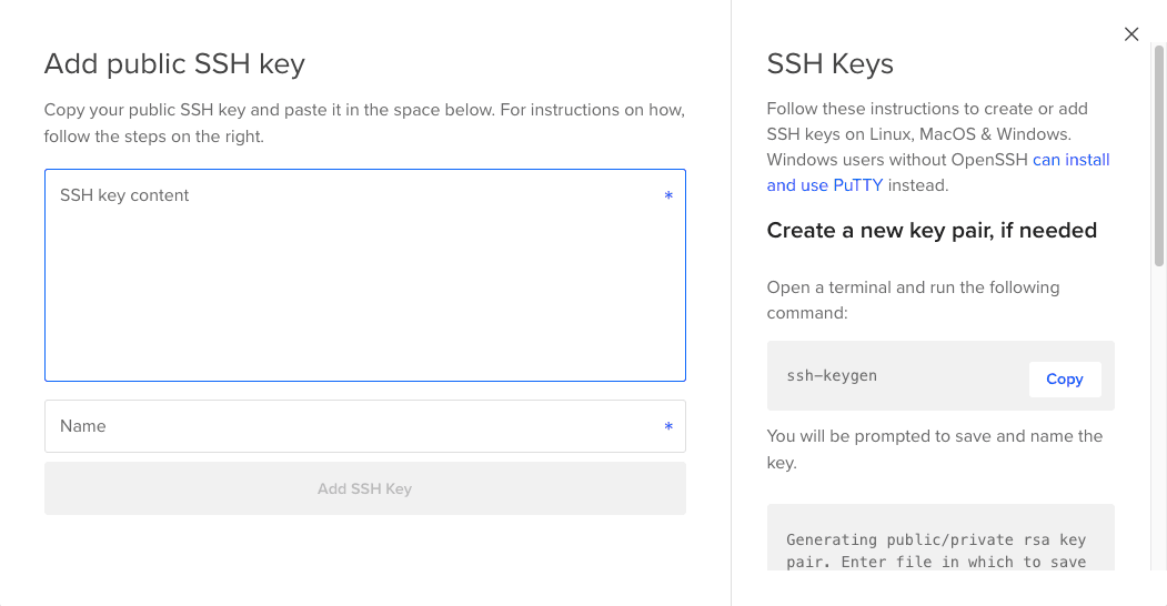 add ssh keys digitalocean